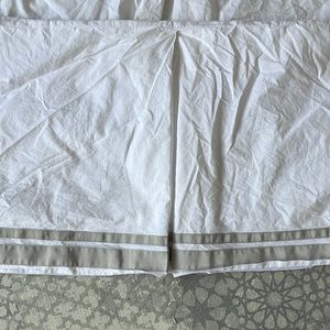 Pottery Barn Kids crib or toddler bed skirt white with grey ribbon